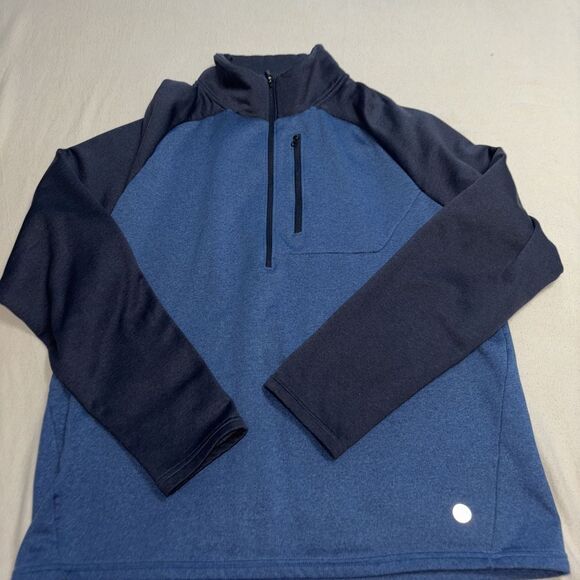 L.L.Bean Men's‎ Mountain Fleece Half-Zip, Blue Colorblock SzL Reg Outdoorsman - Picture 3 of 5
